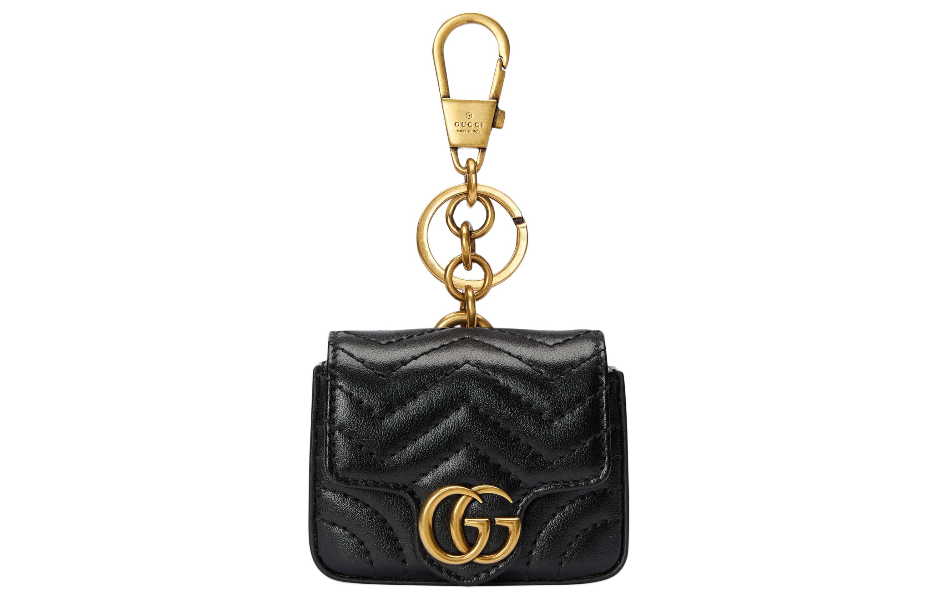 GUCCI Leather Keychain Bag Charm Bag Accessory Women's Black
