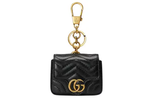GUCCI Leather Keychain Bag Charm Bag Accessory Women's Black