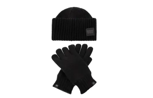 UGG Calfskin, Recycled Polyester, Recycled Nylon, Acrylic Fiber, Wool Beanies Men's Black