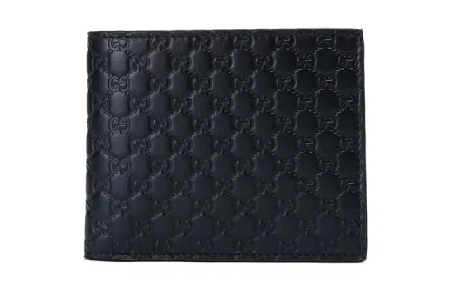 GUCCI Leather Wallet Men's Navy Blue