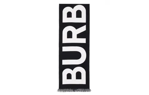 Burberry Logo Jacquard Frayed Edge Scarf