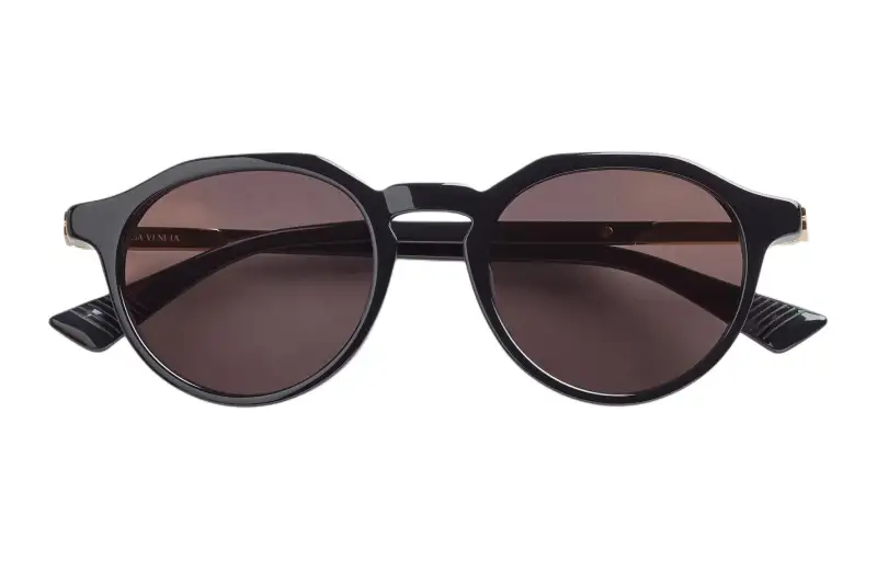 Bottega Veneta Acetate Metal Irregular Shape Sunglasses Women's Black