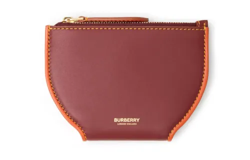 Burberry Leather, Cow Leather Card Holder Coin Purse Card Holder Women's Dark Red