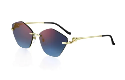 CARTIER Metal Gold Plated Irregular Shape Sunglasses Unisex Gold