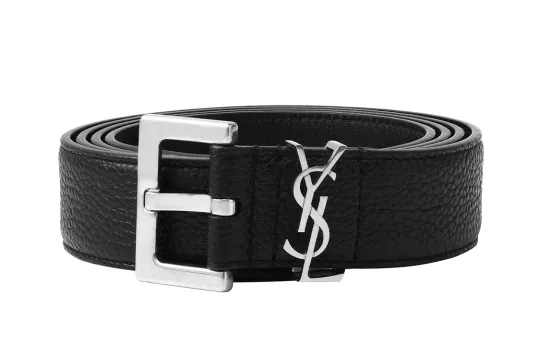 SAINT LAURENT Monogram Logo Plaque Belt