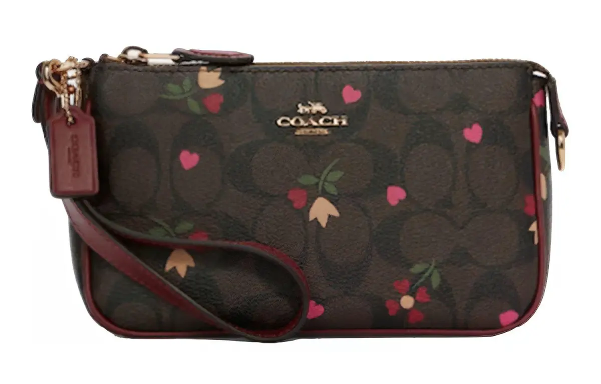 COACH Nolita Leather Shoulder Bag, Pochette, Clutch Small Women's Brown & Burgundy Multicolor