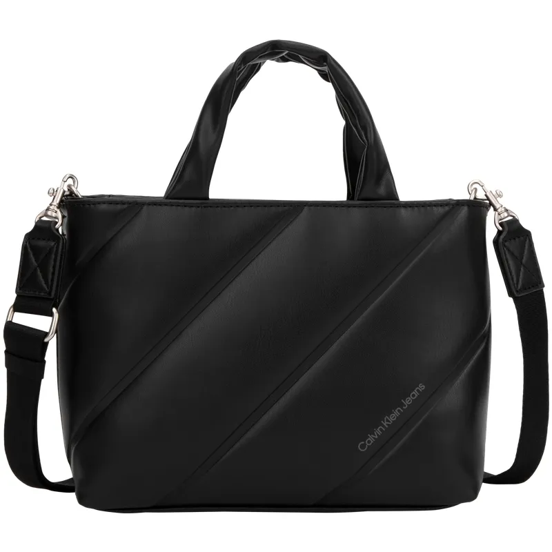 CALVIN KLEIN Synthetic Material Detachable Shoulder Strap, One Shoulder Handbag, Tote Bag Women's Space Black