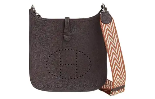 HERMES Evelyne Clemence Bullock Leather Crossbody Bag, Shoulder Bag 29 Women's Dark Brown