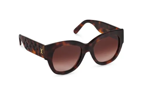 LOUIS VUITTON Acetate Irregular Shape Sunglasses Women's Tortoiseshell