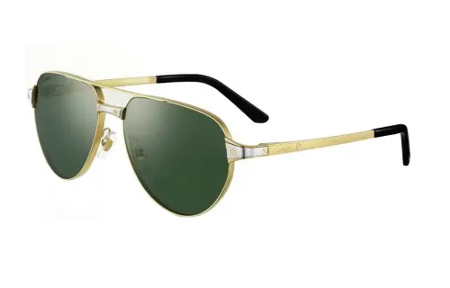 CARTIER Metal Gold Plated Platinum Aviator Sunglasses Unisex Gold