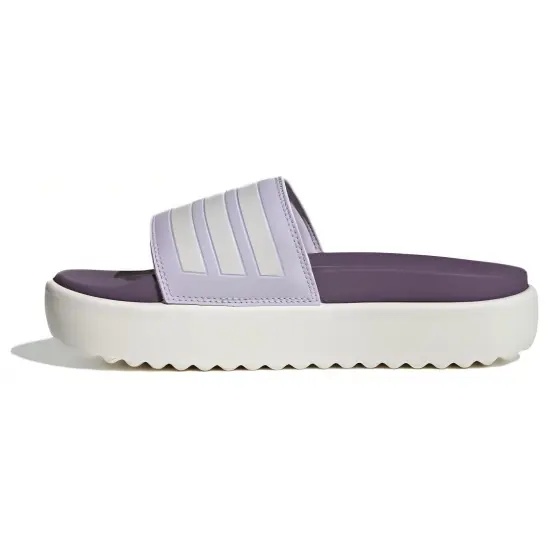 Adidas Adilette Platform Slides Silver Dawn Zero Metalic Shadow Violet Women's