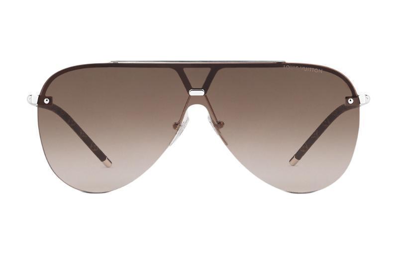 LOUIS VUITTON Acetate Irregular Shape Sunglasses Men's Silver