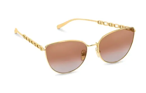 LOUIS VUITTON Irregular Shape Sunglasses Women's Gold