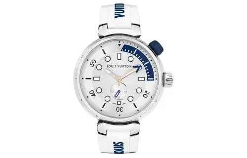 LOUIS VUITTON TAMBOUR Wrist Watches Quartz Movement Rubber Strap 39.5mm White Dial Unisex ['100', 301050]m Waterproof