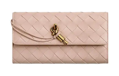Bottega Veneta Lambskin Wallet Large Women's Lotus Color