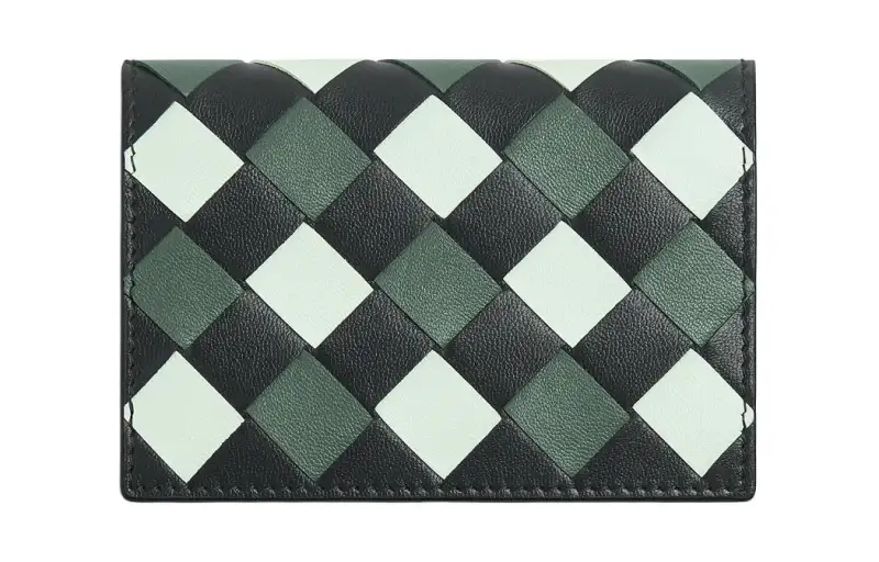 Bottega Veneta Calfskin Card Holder Card Holder Women's Slate Glacier Aloe