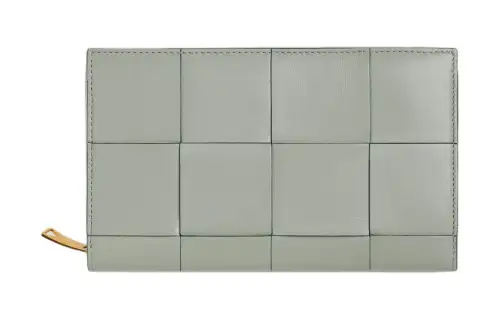 Bottega Veneta CASSETTE Cow Leather Wallet Men's Agate Gray With Aloe Vera
