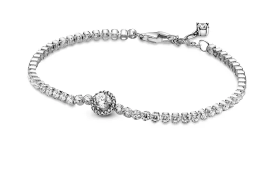 Pandora Women's Sparkling Halo Tennis Bracelet Silver