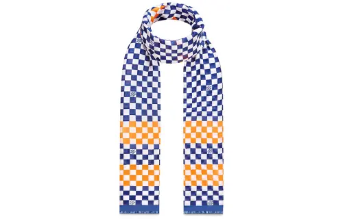 LOUIS VUITTON Damier Knit Scarves Men's Blue