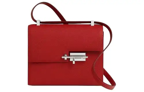 HERMES Verrou Silver Tone Buckle Epsom Leather Verrou Bag, Crossbody Bag, Shoulder Bag 21 Women's Burgundy