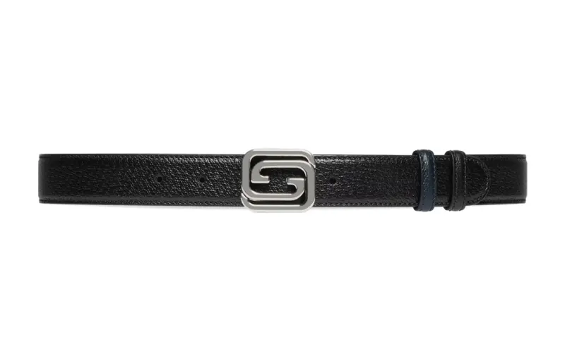 GUCCI Leather Belts Men's Black Width 3cm