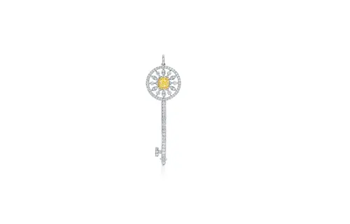 TIFFANY & CO. Tiffany, platinum diamond pendant for keys for men and women, 18 carat white gold, for beloved