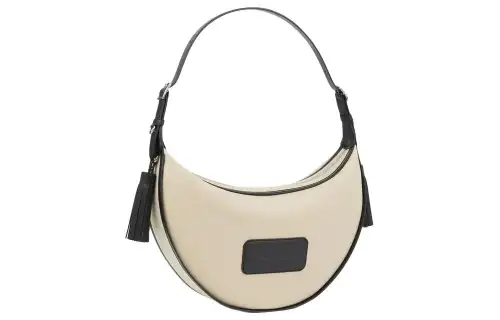 KENZO Cotton Hobo Bag, Crossbody Bag, Shoulder Bag Large Women's Beige & Black