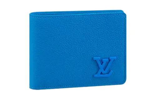 LOUIS VUITTON Cow Leather Wallet Men's Bright Blue