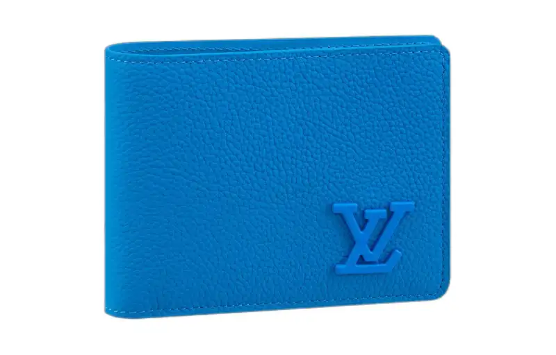 LOUIS VUITTON Cow Leather Wallet Men's Bright Blue