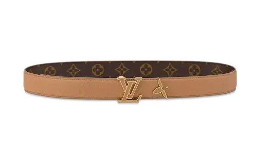 LOUIS VUITTON PRETTY Metal Canvas Leather Enamel Leather Belts Women's Brown/Umber Width 3cm