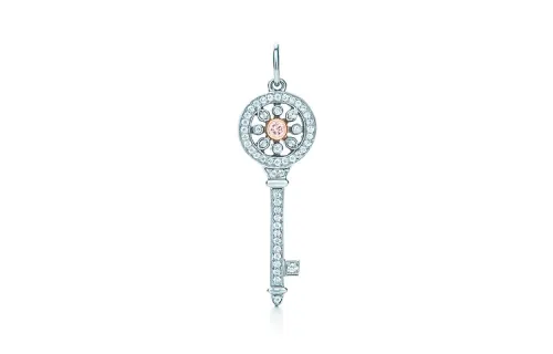 TIFFANY & CO. Tiffany, platinum kaleidoscope for keys, golden diamond pendant, 18 carat, pink gold
