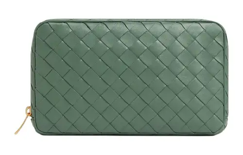 Bottega Veneta Cow Leather Clutch Medium Women's Aloe Vera Green