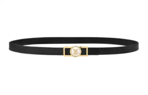 LOUIS VUITTON Leather Belts Women's Black Width 1.5cm