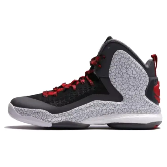 Adidas D Rose 5 Durable Breathable Mid Top Basketball Shoes Men's Black Gray