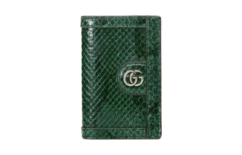 GUCCI Python Skin Wallet, Card Holder Men's Dark Green