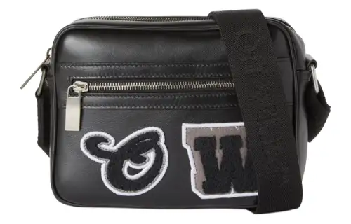 OFF WHITE Calfskin Messenger Bag, Crossbody Bag, Shoulder Bag Men's Black