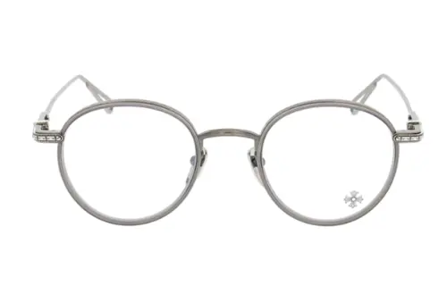 Chrome Hearts Round Eyeglass Frames Unisex Silver