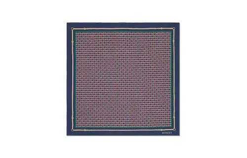 GUCCI Silk Scarves Men's Blue/Red