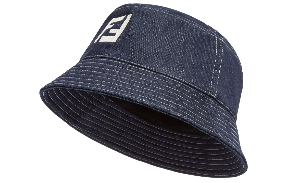Мужская панама Fendi FF Logo (темно-синяя)