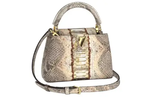 LOUIS VUITTON Capucines Python Skin Capson Portable Crossbody Bag, Shoulder Bag Mini Women's Golden River