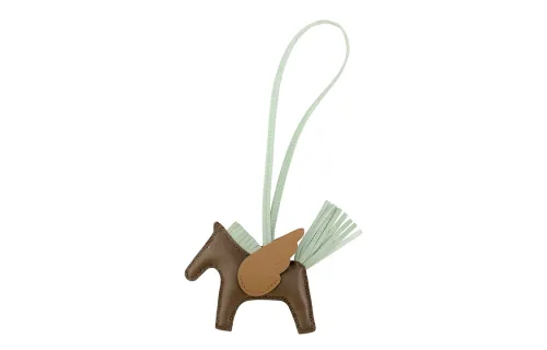 HERMES Cow Leather Keychains Unisex Elephant Gray, Bubble Green, Cookie