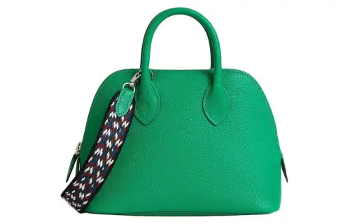 HERMES Bolide Mysore Goat Skin Bowling Bag, Handbag, Shoulder Bag, Crossbody Bag Mini Women's Green