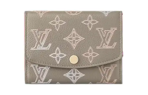 LOUIS VUITTON Victorine Mahina Perforated Calfskin Victoria Card Holder, Wallet Women's Gray
