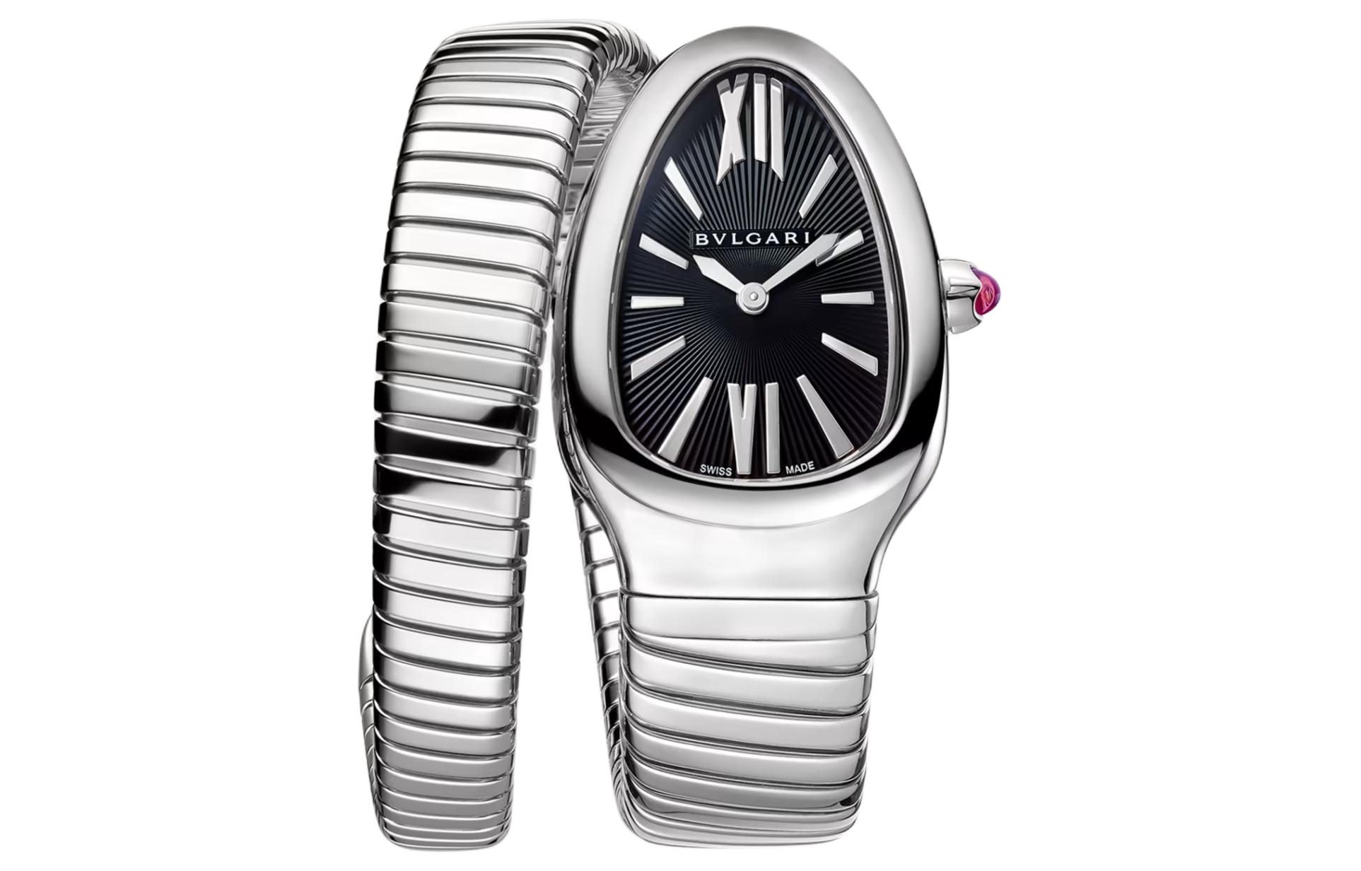 BVLGARI Serpenti Series Wrist Watches Quartz Movement Stainless Steel Watchband 35mm Black Dial Women's Watch