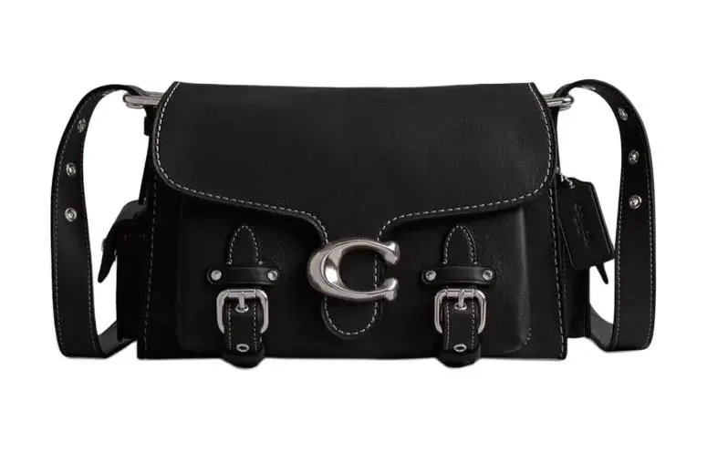 COACH Western Tabby Grain Leather Shoulder Bag, Crossbody Bag Medium Women's Black