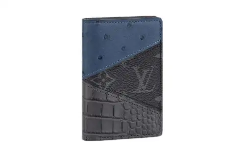 LOUIS VUITTON Crocodile Leather Card Holder, Wallet Unisex Blue's
