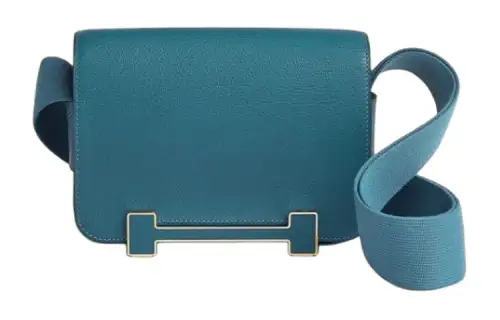 HERMES Geta Gold tone Lock Mysore Goat Skin Wooden Sandal Bag, Crossbody Bag, Shoulder Bag Women's