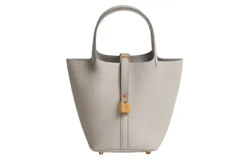 HERMES Picotin Lock Clemence Bullock Leather With Matte Crocodile Leather Basket Bag, Bucket Bag, Handbag 18 Women's