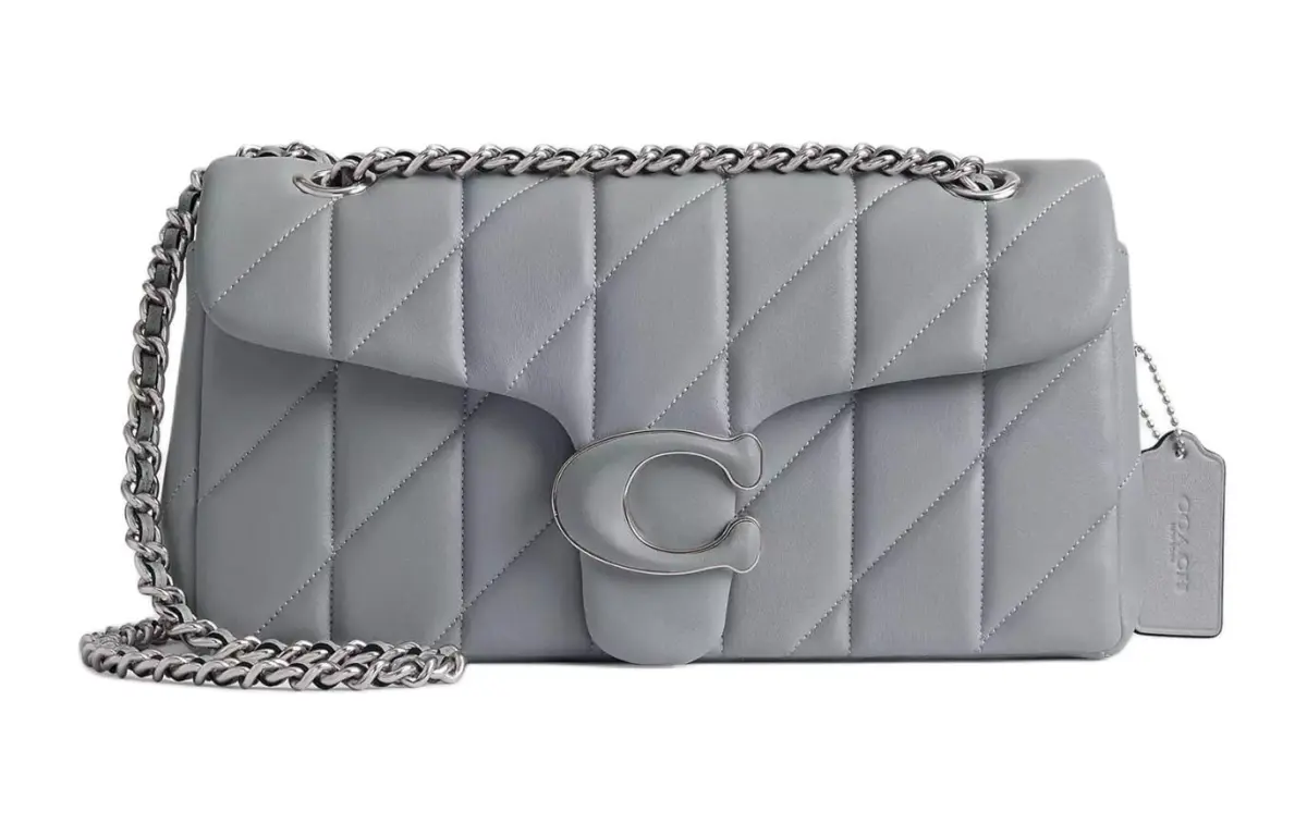 COACH Tabby Nappa Leather Hobo Bag, Crossbody Bag, Shoulder Bag Medium Women's Silver & Gray & Blue