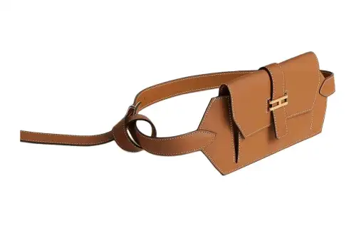 HERMES Elan Pocket Swift Leather Fanny Pack Women's 37 Gold Brown
